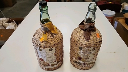 (2) Ron Bacardi Superior Wicker Bottle - Year 1961 [EB]