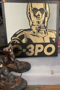 Pair Of Herman Survivors Boots, & Starwars Fan Painting