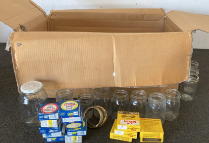 Box Of mason jars and the lids