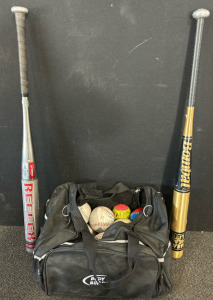 Assorted Baseballs, Relex Bat, And Bombat Bat