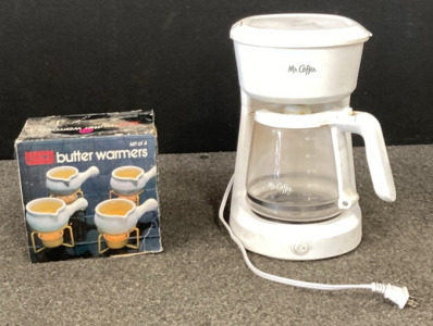 Butter Warmers Set Of (4) And A Mr. Coffe, Coffe Maker