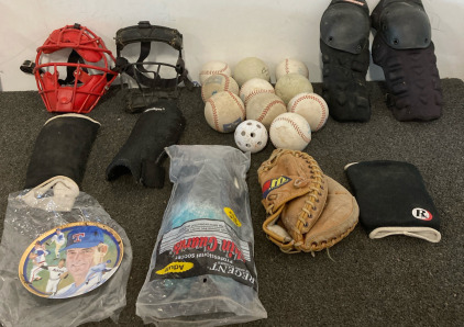 Sports Equipment, 10 Softballs (Or Like Softballs), Mitt