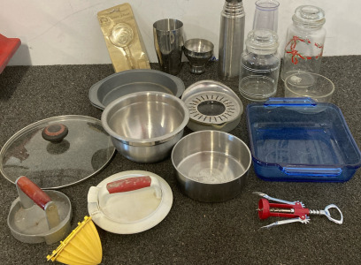 Glass Cups, Metal Bowls