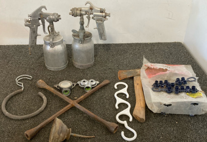 Spray Guns, Hatchet, Lug Wrench