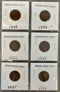 (6) 1883-1908 Indian Head Cents