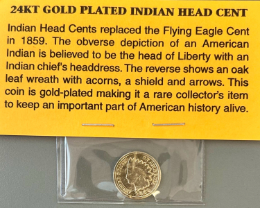 24kt Gold-Plated Indian Head Cent