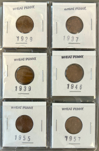 (6) 1929-57 Wheat Pennies