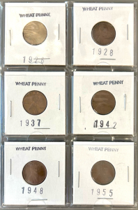 (6) 1926-55 Wheat Pennies