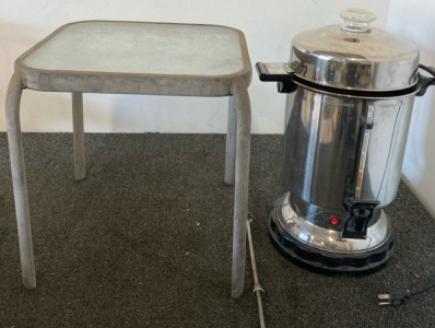60 Cup Coffee Urn, & Glass Table
