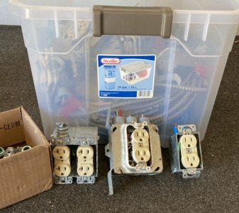 Tub of Electrical wires and outlets