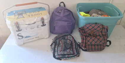 (1) Ozark Trail Rugged Cooler & Collection Of Assorted Day Packs