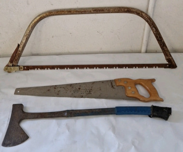 (1) 33" Bow Saw, (1) 25" Hand Saw & 24" Handled Hatchett