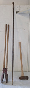 (1) Post Hole Digger, (1) 72" Breaker Bar & (1) Maul