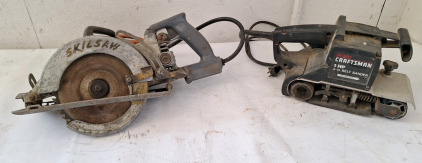 (1) 7-1/4" Skillsaw & (1) Craftsman 1HP, 3" Belt Sander