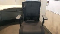 5'10"x4'9"x4'3" to 2'2" Office Desk w/ Black Swiveling Office Chair, Extended Gray Filing Cabinet. - 3