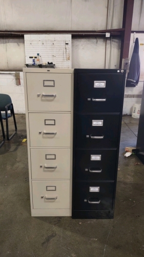 (1) 2'2½"x1'3"x4'4" Black Fileing Cabinet & (1) 2'1"x1'3"x4'4" Gray Fileing Cabinet