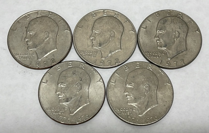 (5) Eisenhower One Dollar Coins Dated 1972-1977