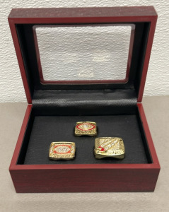 Set Of (3) NFL Washington Redskins Super Bowl Rings Named To Riggins, William, Rypien In Collectible Display Case