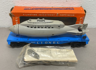 Lionel Electric Trains Flat Car With Operating Submarine Kit W/ All Items And Original Box (1960-1962)