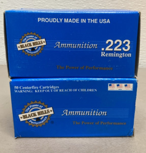 (2) Boxes of The Power of Black Mills Performance 52 Gr Match Hollow Point .223 Remington Ammunition