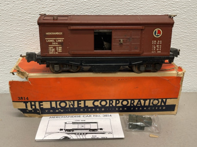 Lionel Train Corp. (Pre-War) Operarating Merchandise Car #3814 W/ Box, Cubes, And Instructions (1938-1942)