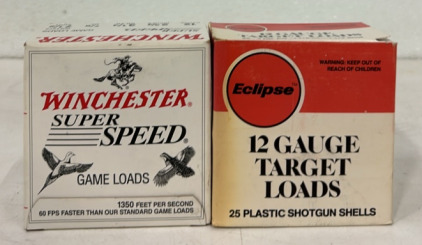 (1) Box Of (25) 12 GA. Target Loads, (1) Box Of (25) 12 GA. Winchester Game Loads