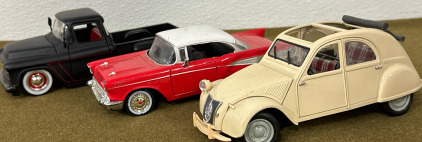 (3) Diecast Model 1952 Maisto Citroën, 1957 Chevy Bel Air & 1955 Chevy Step Side Pickup