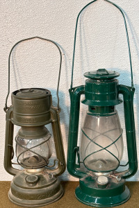 Vintage “FeuerHand” Sturmkappe Oil Lantern & Bookstone Oil Lantern