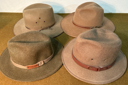 (4) Men’s Hats From Akubra, Backtrails & John Rich And Bros. Woolrich