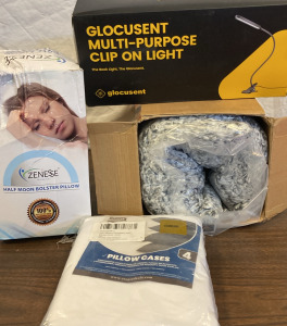 Zenesse Half Moon Bolster Pillow, Glocusent Multi-Purpose Clip On Light, Horimote Home Throw Blanket & More