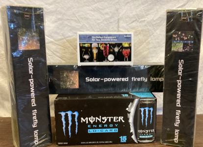 Monster Energy Low Carb 15 Pack, Solar-Pwered Firefly Lamps, Ice Ball Maker