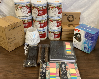 New England Coffee (best by 7/20/24) LED Table Lamp, 9955 Full Face Respirator & More