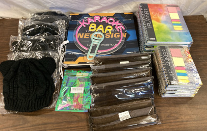 Black Beanies (5), lg&sm. 2024 Planners (5 Each Size) Heat Less Curlers (5Packs) & More