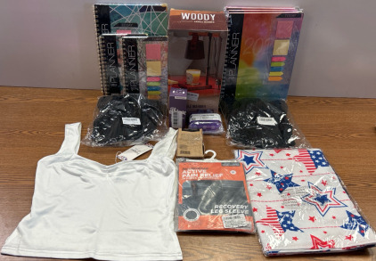 Assorted Clothing, Candle Warmer, Recovery Leg Sleeve, Planners, And More