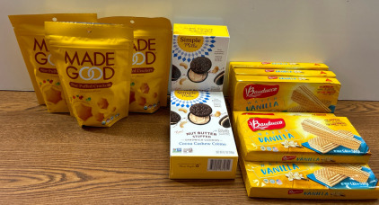 Vanilla Wafers, Star Puffed Chedder Crackers, And Nut Butter Stuffed Sandwich Cookies