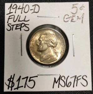 1940-D MS67FS Full Steps Gem Nickel