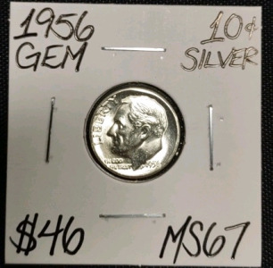 1956 MS67 Gem Silver Roosevelt Dime