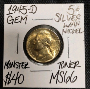 1945-D MS66 Monster Toner Silver War Nickel