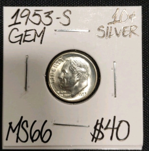 1953-S MS66 Gem Silver Roosevelt Dime