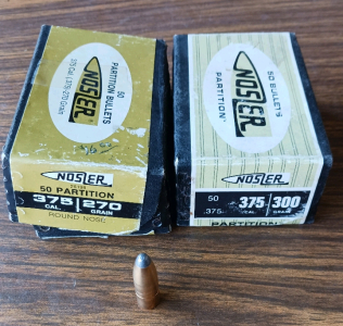 100rds .375cal 270gr 300gr Round Nose Bullets, Nosler