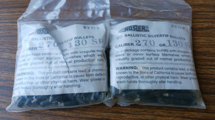 100rds .270cal Nosler 130gr Ballistic Silvertip Blemished Bullets