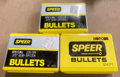 (150) Speer .375 Caliber 235 Grain .375&rdquo; Semi-Spitzer