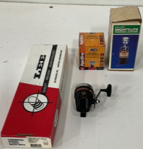 Propane Lantern, Compsct Butane Gas Stove, Lee .358 Bullet Mold, & Zebco Pro Staff Graphite Closed Face Spinning Reel