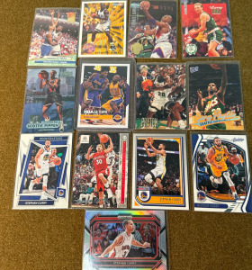 (13) NBA & College Basketball Cards: Charles Barkley, Larry Bird, Shaq, Scottie Pippen, Kobe Bryant, Gary Peyton & Stephen Curry