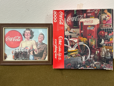 Retro Coca-Cola Framed Print & Puzzle (Unknown If All 2,000 Pieces Are There)