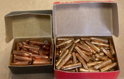 (105) 30 Caliber Hornady 220 Grain Full Metal Jacket Bullets (50) 30 Caliber Nosler 220 Grain Semi Spitzer Bullets