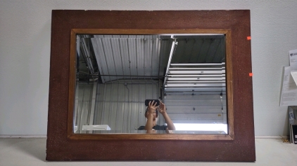 46&frac12;"x35" Vintage Red Wooden Frame Mirror