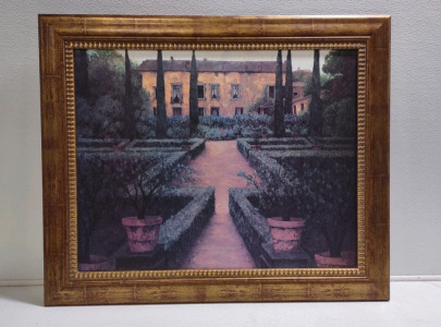 41&frac12;"x34" Oil Painting "Garden Manor" Unknown Artist