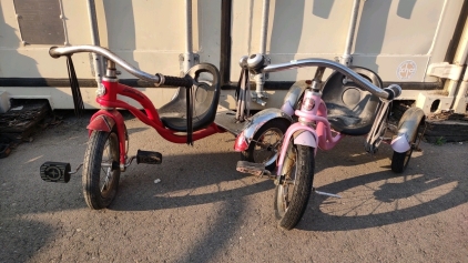 (2) 12 1/2x2 1/4 Schwinn (Red) (Pink) Tricycles