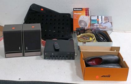 (1) Keiid Receiver w/ Bose Speakers & Remote (1) Music Sheet Stand w/ Softcase (1) Holmes Fan-Forced Heater (1) Philips Home Nebulizer and More!